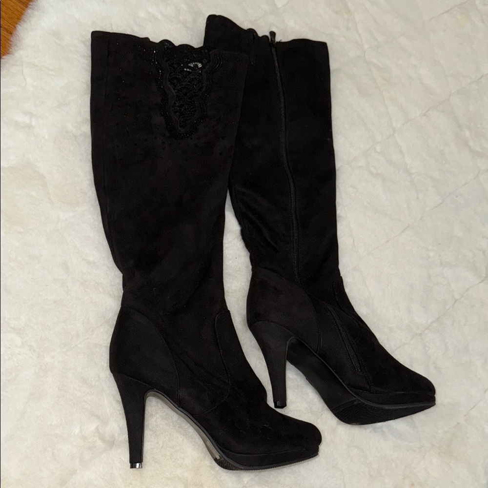Dream Pairs Black Heeled Boots with Stiletto Heel